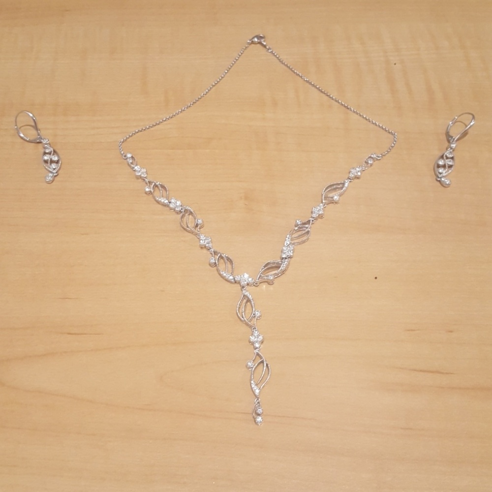 Rhinestone drop necklace and earrings set